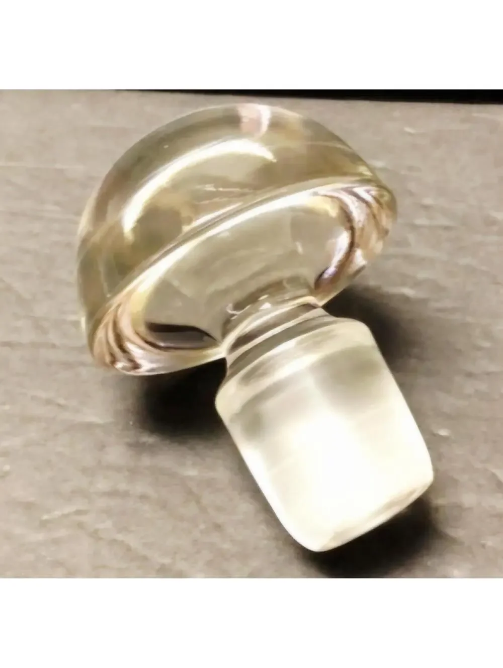 Clear Glass VTG Decanter Mushroom Stopper Mid Century Modern Apothecary Bottle